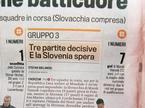 La Gazzetta dello Sport: 'Tri odločilne tekme, Slovenija upa'