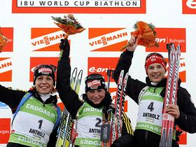 Magdalena Neuner, Andrea Henkel in Ann Kristin Aafedt Flatland