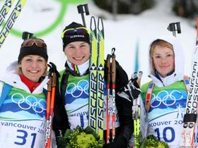 Magdalena Neuner, Anastazija Kuzmina,  Marie Dorin