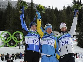 Kristina Šmigun, Charlotte Kalla in Marit Björgen