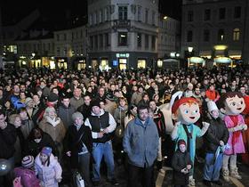 Slovenci na Prešernovem trgu v Ljubljani.