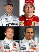 Michael Schumacher, Fernando Alonso, Jenson Button, Lewis Hamilton