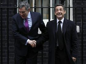Gordon Brown  in Nicolas Sarkozy