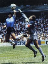Deigo Maradona in Peter Shilton