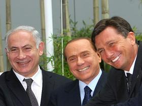 Benjamin Netanjahu, Silvio Berlusconi in Borut Pahor