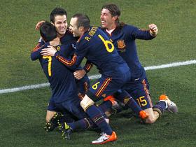 David Villa, Cesc Fabregas, Andres Iniesta in Sergio Ramos