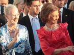 Poroka grškega princa Nicolaosa in Tatiane Blatnik, danska kraljica Margrethe in španska kraljica Sofia