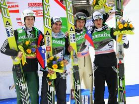 Peter Prevc, Jernej Damjan, Jurij Tepeš in Robert Kranjec