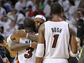 LeBron James, Dwyane Wade in Chris Bosh