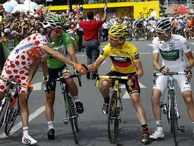 Samuel Sanchez, Mark Cavendish, Cadel  Ecans in Pierre Rolland