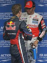 Sebastian Vettel in Lewis Hamilton