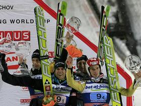 Jure Šinkovec, Jernej Damjan, Peter Prevc in Robi Kranjec