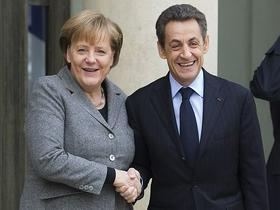 Angela Merkel in Nicolas Sarkozy