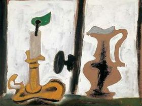 Pablo Picasso: Mirno življenje z vrčem in svečo.