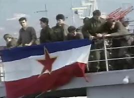 Vojaki JLA na ladji pred odhodom iz SLovenije