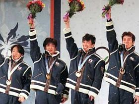Takanobu Okabe, Hiroja Saito, Masahiko Harada in Kazujoši Funaki