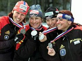 Kati Wilhelm, Uschi Disl, Katrin Apel in Andrea Henkel