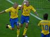 Henrik Larsson, Freddy Ljungberg in Zlatan Ibrahimovic se veselijo vodstva.