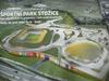 Takole bo izgledal Športni park Stožice, ko bo do konca tudi zgrajen. Stadion na levi, dvorana na desni, pod zemljo pa parkirišča in nakupovalni center. Foto: MMC RTV SLO