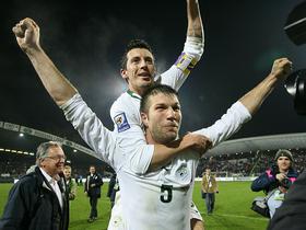 Boštjan Cesar and Robert Koren during the 2010 World Cup round