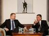 Po pogovorih z ljubljanskim županom se je Djilas srečal še predsednikom državnega zbora Pavlom Gantarjem. Foto: EPA