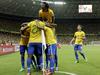 Brazilce je v 9. minuti v vodstvo popeljal Neymar, zmago je minuto pred iztekom sodnikovega podaljška v drugem polčasu potrdil rezervist Jo. Foto: Reuters