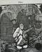 Johanca v ječi. Ilustracija Frana Podrekarja v listu Naš glas, ki je začel izhajati za novo leto 1914. Spredaj Johanca ( žrtev) trpi v ječi, zadaj pa njeni » botri« nosijo težke mošnje napolnjene z denarjem.