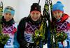 Najboljše tri šprinterke (od leve proti desni): Vita Semerenko, Anastazija Kuzmina in Olga Viluhina. Foto: EPA