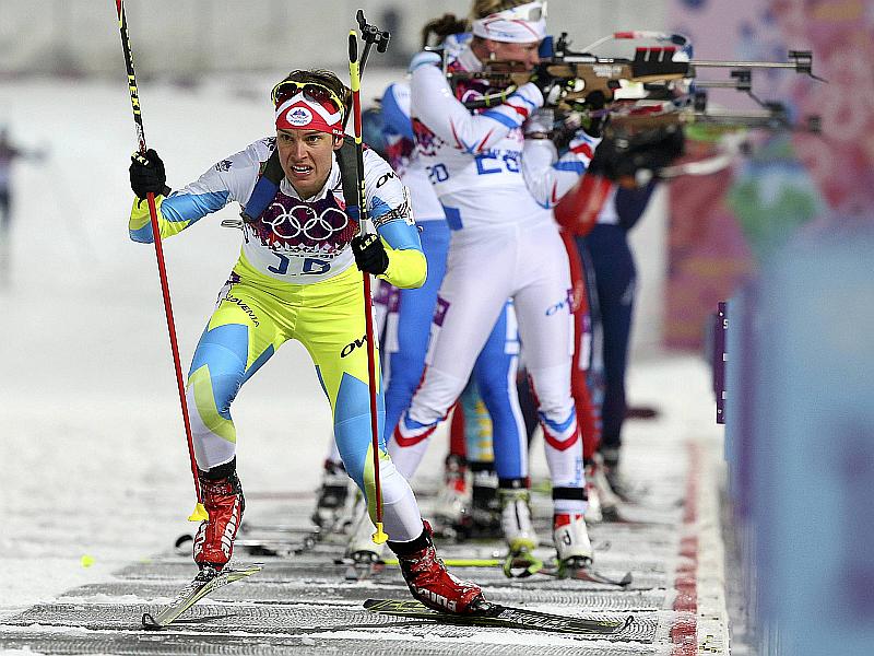 Teja Gregorin je zadnje streljanje opravila brezhibno, nato pa si je bron pritekla v peklenskih zadnjih dveh kilometrih. Foto: Reuters