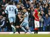 Sergio Agüero je znova veliki Cityjev junak. To je bil že njegov peti ligaški zadetek proti Unitedu na šestih tekmah in 11. na zadnjih 12 nastopih v prvenstvu. Foto: Reuters