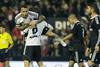 Real je serijo zmag končal na gostovanju pri Valencii (2:1). Preobrat je končal Nicolas Otamendi. Foto: Reuters