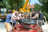 Underwater archaeologists have discovered the biggest dugout canoe ever be found in Slovenia. They pulled it out from the Ljubljanica River in Vrhnika. Foto: MMC RTV SLO/Ksenja Tratnik