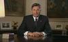 Predsednik Slovenije Borut Pahor ob izteku leta tradicionalno nagovarja državljane. Predsednikovo voščilo bo predvajano na TV SLO 1 ob 19.55. Foto: MMC RTV SLO