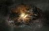 Tako je najsvetlejšo galaksijo predstavil vizualni umetnik. Kot kaže, je v celoti in povsem prežeta s turbulentnimi plini. Foto: NRAO/AUI/NSF; Dana Berry / SkyWorks; ALMA (ESO/NAOJ/NRAO)