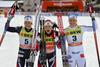 Ingvil Flugstad Oestberg, Maiken Caspersen Falla, Hanna Falk so bile na zmagovalnem odru v Davosu. Foto: EPA