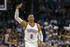 Russell Westbrook je na večni lestvici trojnih dvojčkov na šestem mestu. Pred njim so Oscar Robertson (181), Magic Johnson (138), Jason Kidd (107), Wilt Chamberlain (78) in Larry Bird (59). Foto: Reuters