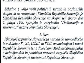 3. julij: Slovenska skupščina leta 1990 sprejela deklaracijo o suverenosti države RS