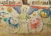 Angel z grboma dežele Kranjske in mesta Kranj. Antifonarij iz Kranja; Ljubljana, Nadškofijski arhiv, Ms 18 in 19, Johannes von Werd de Augusta in sodelavci, 1491. Skupina iz Augsburga.