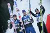 Najboljši trije na prvi tekmi poletov v olimpijski zimi - Andreas Stjernen, Daniel Andre Tande in Simon Ammann. Foto: EPA