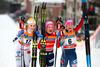 Najboljše tri v šprintu (z leve proti desni): Stina Nilsson, Maiken Caspersen Falla in Jessica Diggins. Foto: Reuters