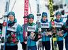 Slovenski skakalci Domen Prevc, Jernej Damjan, Tilen Bartol in Peter Prevc so potrdili dobro formo pred poleti prihodnji teden v Planici. Foto: Reuters