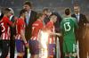 Aleksander Čeferin in Jan Oblak na evropskem superpokalu v Tallinu