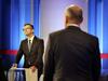 Janša in Šarec med prvim soočenjem predsednikov strank pred volitvami, 7. maja 2018, v studio TV Slovenija. Foto: BoBo/Srdjan Živulović