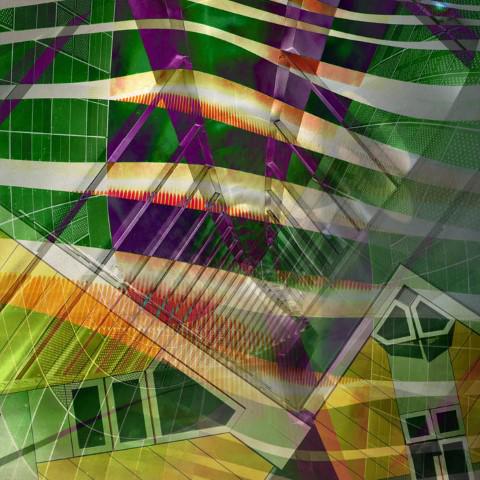 Brut Carniollus, Geometric 233, digitalni kolaž, originalni digitalni UV print, 80 × 80 cm, 2018. Foto: Mednarodni festival likovnih umetnosti Kranj - ZDSLU