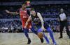 Luka Dončić je bil na vseh treh pripravljalnih tekmah dvomesten v doseženih točkah. Tokrat je že v prvem polčasu dosegel enajst točk. Foto: AP