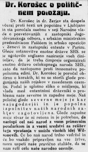 Slovenec, 3. 12. 1918. Foto: dLib Slovenec, 3. 12. 1918. Foto: dLib