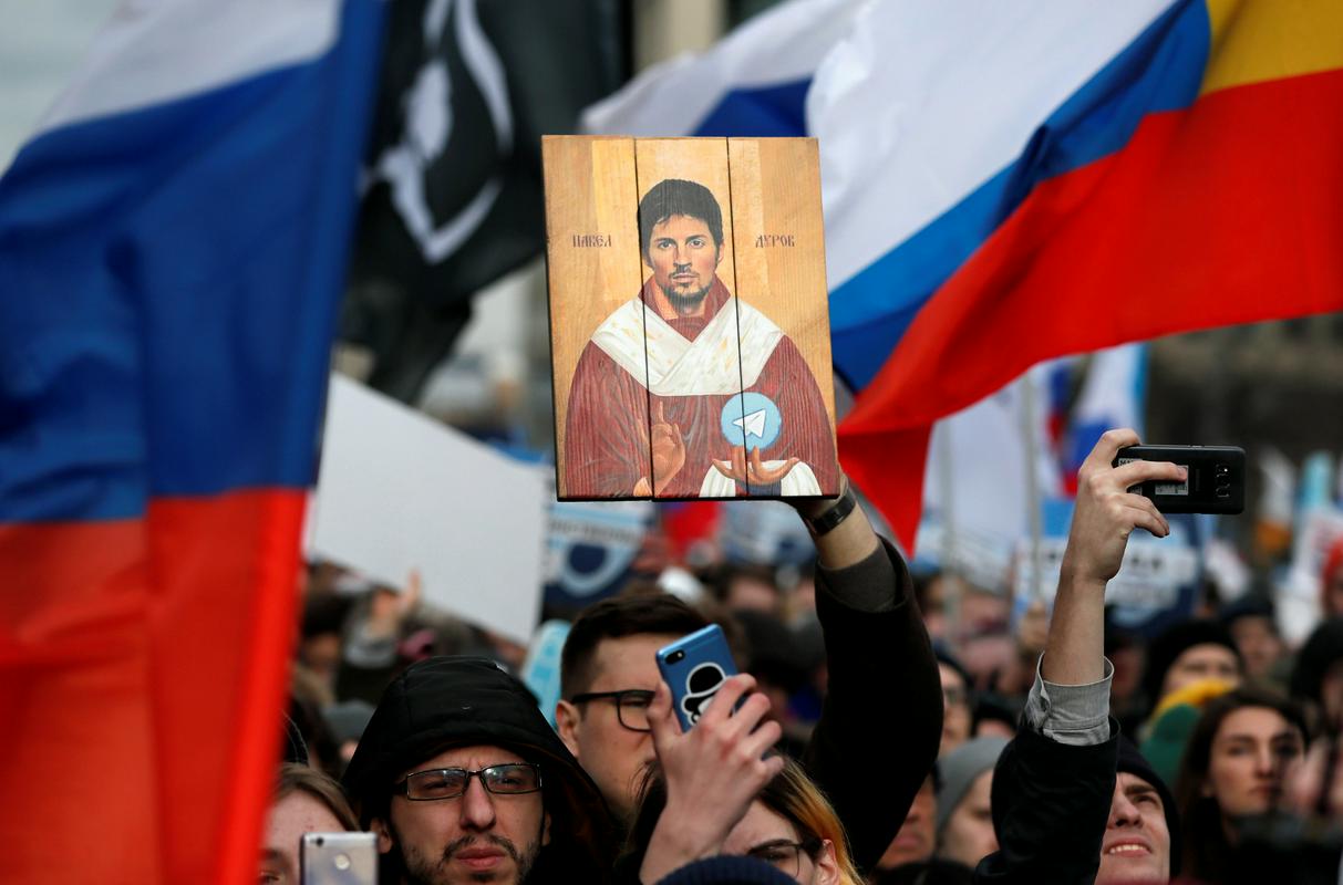 Fotografija Pavla Durova, ustanovitelja storitve Telegram Messenger. Foto: Reuters Fotografija Pavla Durova, ustanovitelja storitve Telegram Messenger. Foto: Reuters