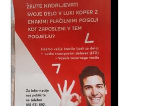 Luka Koper je izbrala agencije za posredovanje dela