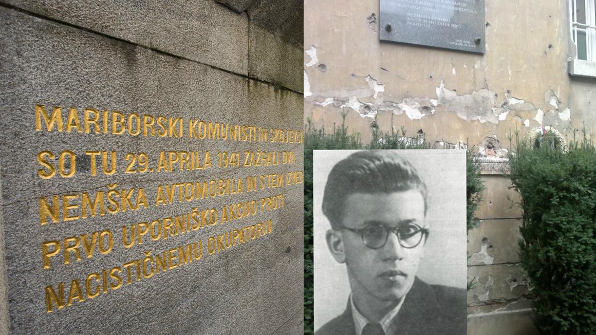 Foto: Radio Maribor/Stane Kocutar: Spomenik v Volkmerjevem prehodu, zid smrti na dvorišču mariborskih sodnih zaporov in fotografija dijaka Bojana Ilicha.