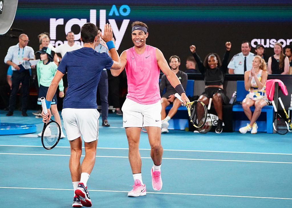 Novak Đoković in Rafael Nadal sta se pomerila proti Alexandru Zverevu in Stefanosu Cicipasu. Foto: EPA Novak Đoković in Rafael Nadal sta se pomerila proti Alexandru Zverevu in Stefanosu Cicipasu. Foto: EPA